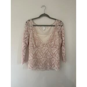 Papillon Blanc Cream Lace Ivory XL Y2K Long sleeve layered babydoll Top